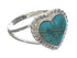 Genuine Sterling Silver Turquoise Heart Ring Size 7-1/2 EX42127